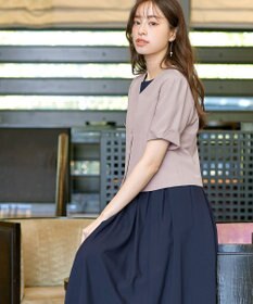 Tiaclasse 【洗える】ビジューボタン半袖ジャレロ