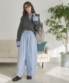 WEGO 【ANGIE VINTAGE】シャツ襟 ドッキング　フェイクレイヤード ニット トップス