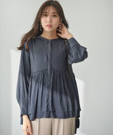 ANY SIS S 【洗える】かさねシャーリング ブラウス