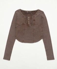 WEGO ヴィンテージウォッシュネックリボントップス