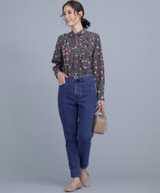 組曲 S カッティングローズプリント フリルブラウス