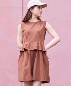 Feroux 【接触冷感・UVカット・吸水速乾】ラッシュガードペプラム オールインワン