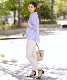 J.PRESS LADIES L 【洗える】SHEERストライプ ペプラム シャツ ブラウス