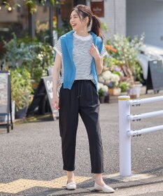 ANY L 【大好評につき新色登場！】モックネックフレンチスリーブ ボーダーＴシャツ