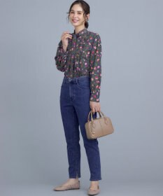 組曲 S カッティングローズプリント フリルブラウス