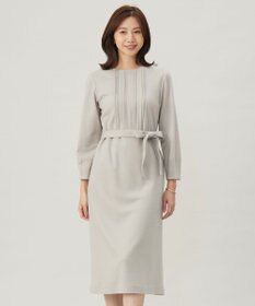 J.PRESS LADIES L 【セットアップ対応】ウールスムース タックディテール ワンピース