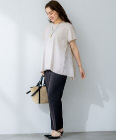 23区 L 【Lサイズ限定/洗える】スカーフプリントコンビ バックフレア カットソー