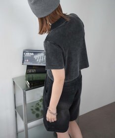 WEGO ラインストーンロゴWZIPトップス