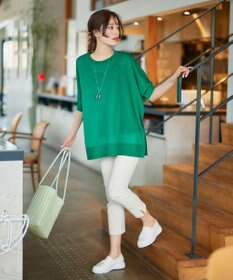 Tiaclasse 【洗える】サラサラUVシアーニットドルマントップス