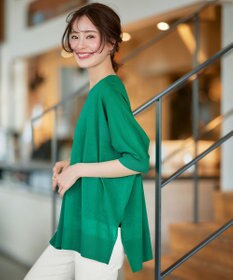 Tiaclasse 【洗える】サラサラUVシアーニットドルマントップス