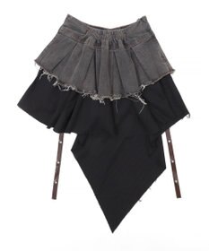 WEGO イレギュラーヘムデニムスカパン