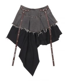 WEGO イレギュラーヘムデニムスカパン