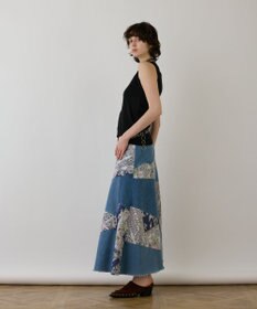 GRACE CONTINENTAL スカーフコンビデニムスカート