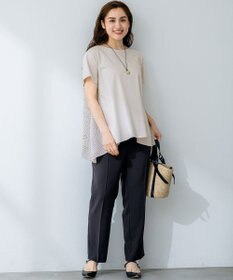 23区 L 【Lサイズ限定/洗える】スカーフプリントコンビ バックフレア カットソー