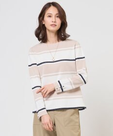 J.PRESS LADIES Cotton Acetate ブロッキング ボーダー ニット