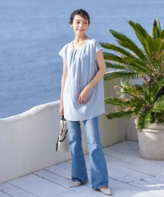 Tiaclasse 【洗える】フレアフレンチチュニックブラウス