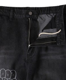 WEGO 【ウエスト紐で調整】イージーペインターグラフィックデニムパンツ