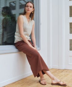 BEIGE， GYPSUM / シルキータッチ  Iラインロングスカート