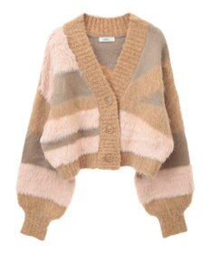 earth music&ecology フェザーミックスインターシャカーディガン