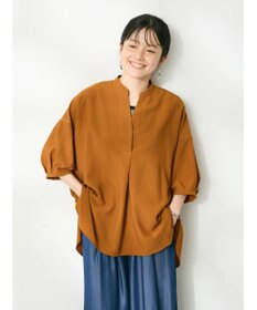 CRAFT STANDARD BOUTIQUE バンドカラーバックタック５分袖ブラウス