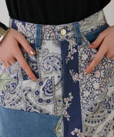 GRACE CONTINENTAL スカーフコンビデニムスカート