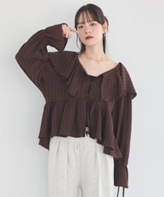 earth music&ecology 【予約】ラッフルカラーカットブラウス