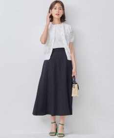 組曲 【WEB限定カラーあり】コットンポリエステル 編み柄カーディガン