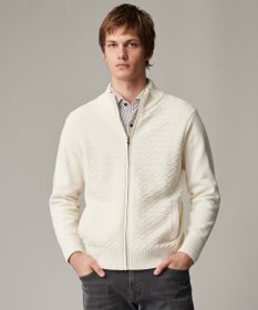 JOSEPH ABBOUD 【キングサイズ・25SS・洗える】バルキーニット ブルゾン アイボリー系