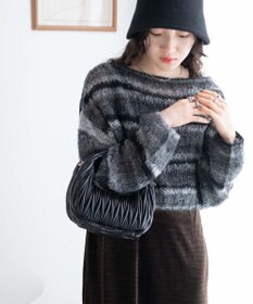 WEGO 段染めボーダーモヘアライクニット