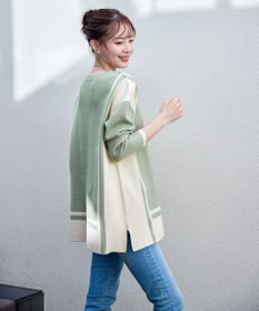 Tiaclasse 【新色追加・洗える】配色ニットチュニック