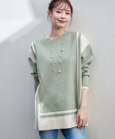 Tiaclasse 【新色追加・洗える】配色ニットチュニック