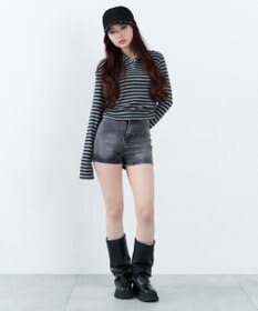 WEGO ハイウエストマイクロデニムショーツ