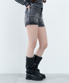 WEGO ハイウエストマイクロデニムショーツ