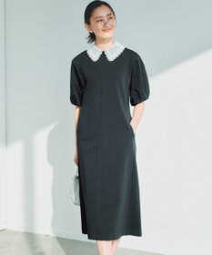 組曲 【2WAY】レース襟フレンチテリー ワンピース ブラック系
