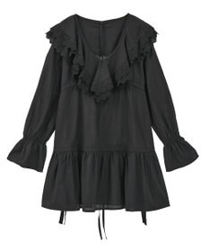 earth music&ecology 【綿100％】サイドリボンラッフルミニワンピース