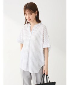 Green Parks 綿麻混フレンチスリーブスキッパーシャツ