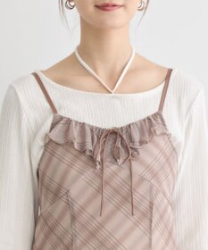 earth music&ecology フロントリボンチェックミニキャミワンピース