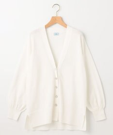 組曲 【ビジューボタン・アンサンブル対応】ハイゲージ ロングVネックカーディガン