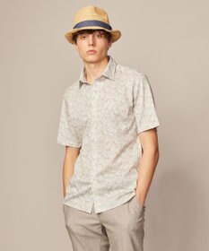 JOSEPH ABBOUD 【リネン素材/清涼感/吸水速乾】リネンハニカムプリント 半袖 シャツ