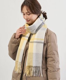 J.PRESS LADIES カシミヤチェック マフラー イエロー系