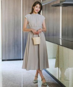 Tiaclasse 【洗える】麻調シャーリングハイネックワンピース