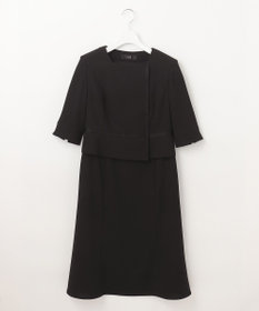 自由区 FORMAL 【前開きワンピース】ドビーボーダーリボン ジャケット+ワンピース