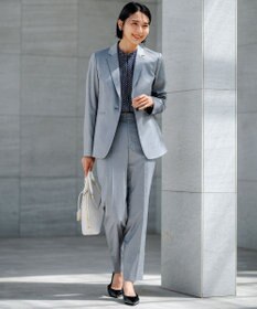 23区 【洗える/セットアップ対応】グロッシーコットンシャンブレー テーパード パンツ