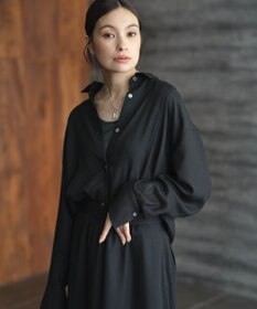 ICB 【洗える】 シアービエラ デザインシャツ ブラック系