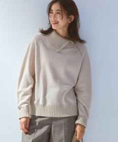 23区 L ボイルドウールコンビ ジップ タートルニット