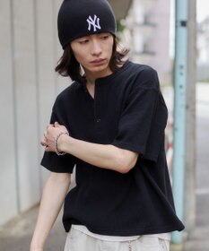 WEGO 【ユニセックス着用ITEM/MLサイズ展開】ワッフルヘンリーネックT（SS）