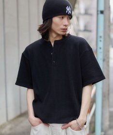 WEGO 【ユニセックス着用ITEM/MLサイズ展開】ワッフルヘンリーネックT（SS）