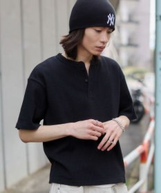 WEGO 【ユニセックス着用ITEM/MLサイズ展開】ワッフルヘンリーネックT（SS）
