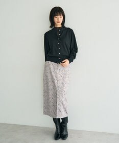 YECCA VECCA ラインフラワー柄フェイクスエードスカート