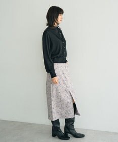 YECCA VECCA ラインフラワー柄フェイクスエードスカート